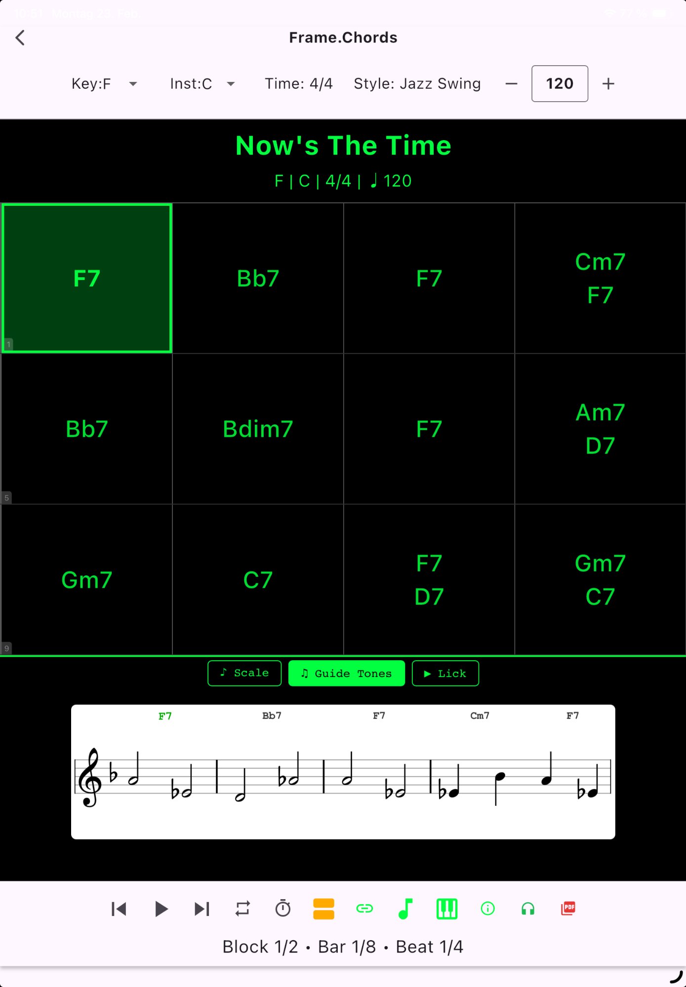 Guide Tones tab